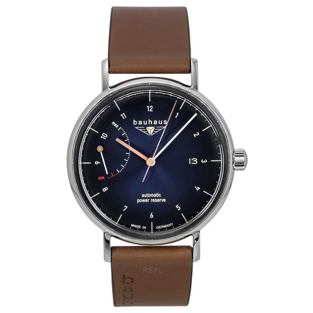 Bauhaus Classic Leather Strap Dark Blue Dial Automatic 21603 Men's Watch