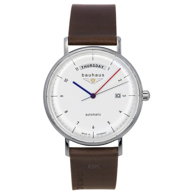 Bauhaus Classic Leather Strap White Dial Automatic 21621 Men's Watch