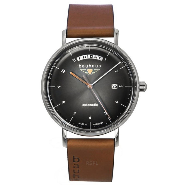 Bauhaus Classic Leather Strap Anthracite Dial Automatic 21622 Men's Watch