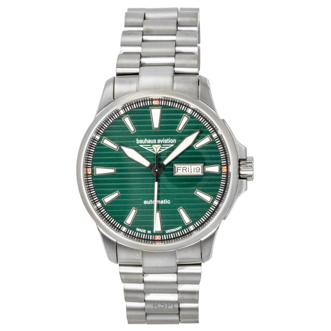 Bauhaus Aviation Titanium Green Dial Automatic 2862M4 100M Men's Watch