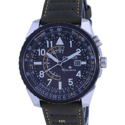Citizen Promaster Nighthawk Black Dial Leather Strap Eco-Drive Diver's BJ7138-04E 200M Men's Watch