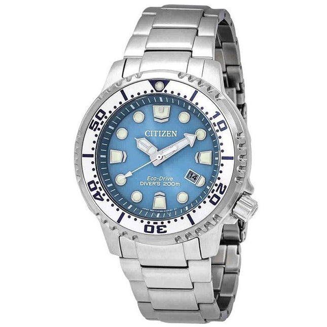 Citizen Promaster Dive Stainless Steel Light Blue Dial Eco-Drive Diver's BN0165-55L 200M Men's Watch