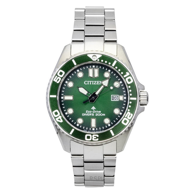 Citizen Promaster Marine Stainless Steel Green Dial Eco-Drive Diver's BN0269-50W 200M Men's Watch