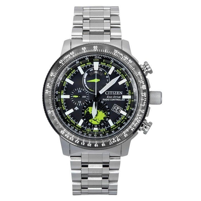 Citizen Promaster Geo Trekker Stainless Steel Black Dial Eco-Drive BY3006-53E 200M Mens Pilot Watch