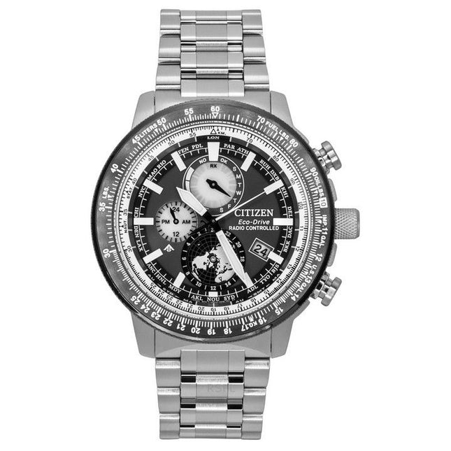 Citizen Promaster Geo Trekker Stainless Steel Grey Dial Eco-Drive BY3006-53H 200M Mens Pilot Watch