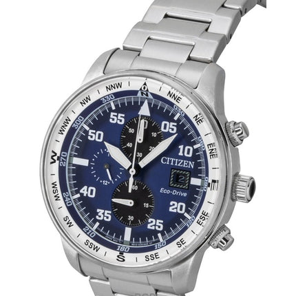 Citizen Eco-Drive Aviator Chronograph Stainless Steel Blue Dial CA0880-58L 100M Men's Watch