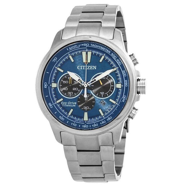 Citizen Super Titanium Chronograph Blue Dial Eco-Drive CA4570-88L 100M Men's Watch