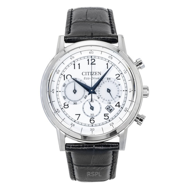 Citizen Eco-Drive Chronograph Leather Strap White Dial CA4630-02A Men's Watch