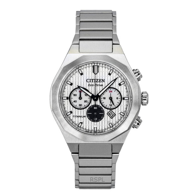 Citizen Zenshin Chronograph Super Titanium White Dial Eco-Drive CA4690-51A 100M Men's Watch