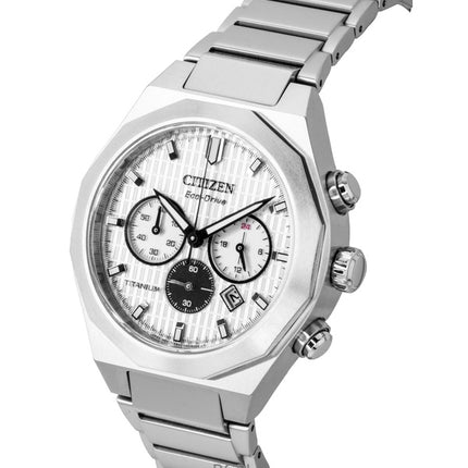 Citizen Zenshin Chronograph Super Titanium White Dial Eco-Drive CA4690-51A 100M Men's Watch