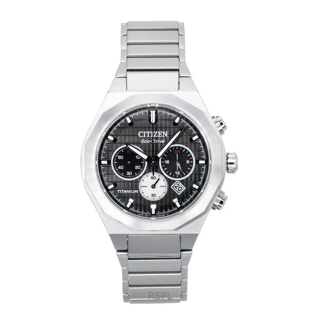 Citizen Zenshin Senkei Chronograph Super Titanium Black Dial Eco-Drive CA4690-51E 100M Men's Watch