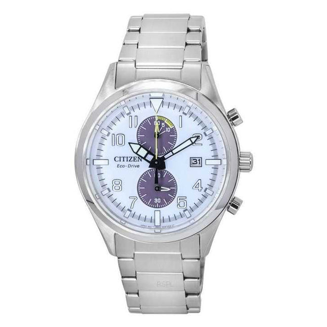 Citizen Classic Eco-Drive Chronograph Stainless Steel White Dial CA7028-81A 100M Men's Watch