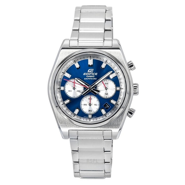 Casio Edifice Analog Chronograph Stainless Steel Blue Dial Quartz EFB-730D-2AV 100M Men's Watch