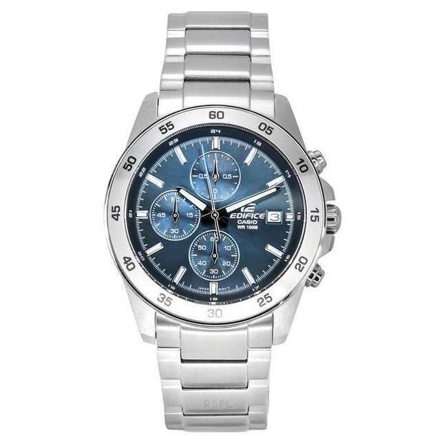 Casio Edifice Analog Standard Chronograph Stainless Steel Blue Dial Quartz EFR-526D-2A 100M Men's Watch