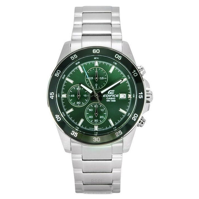 Casio Edifice Analog Standard Chronograph Stainless Steel Green Dial Quartz EFR-526D-3A 100M Men's Watch