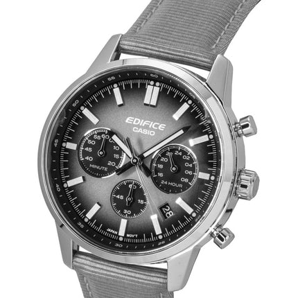 Casio Edifice Analog Chronograph Leather Strap Grey Dial Quartz EFR-575C-8A 100M Men's Watch