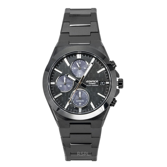 Casio Edifice Analog Chronograph Stainless Steel Black Dial Solar EFS-S650DC-1A 100M Men's Watch