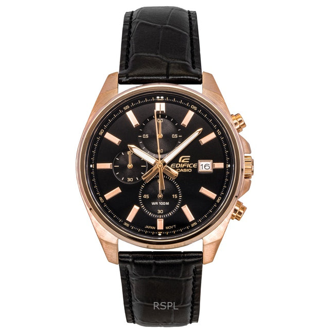 Casio Edifice Analog Standard Chronograph Leather Strap Black Dial Quartz EFV-610ECL-1A 100M Men's Watch