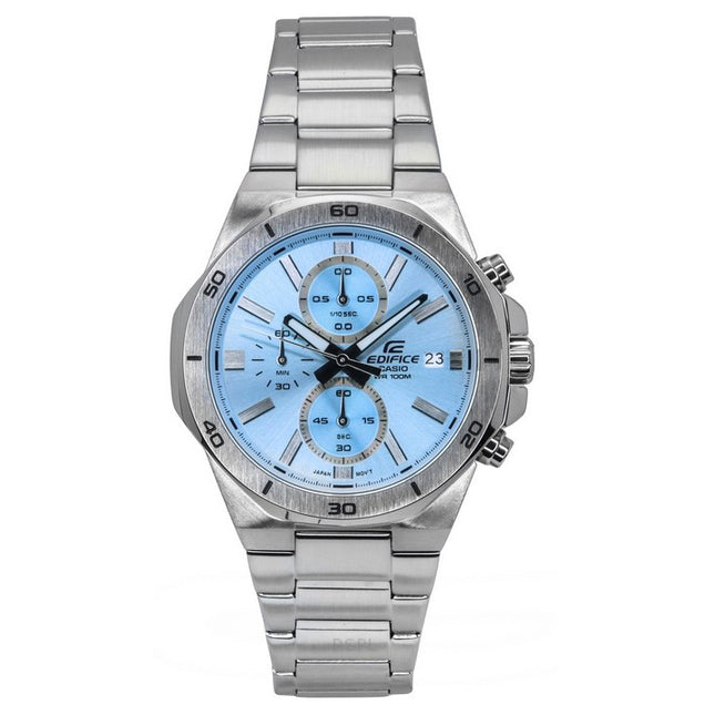 Casio Edifice Standard Chronograph Analog Stainless Steel Blue Dial Quartz EFV-640D-2BV 100M Men's Watch
