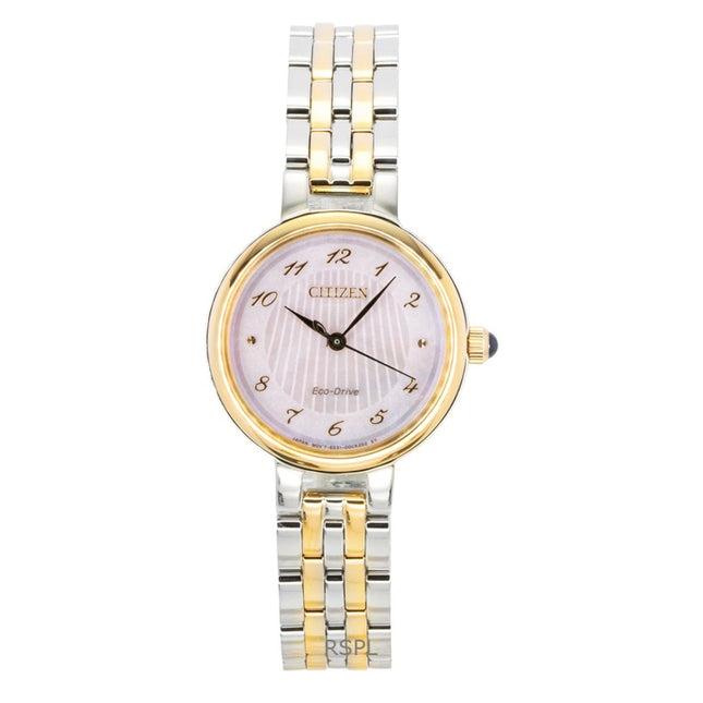 Citizen L Classic Two Tone Stainless Steel Mother Of Pearl Dial Eco-Drive EM0996-84Y Women's Watch