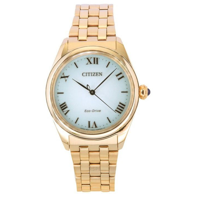 Citizen L Rose Gold Tone Stainless Steel Light Green Dial Eco-Drive EM1143-81X Women's Watch
