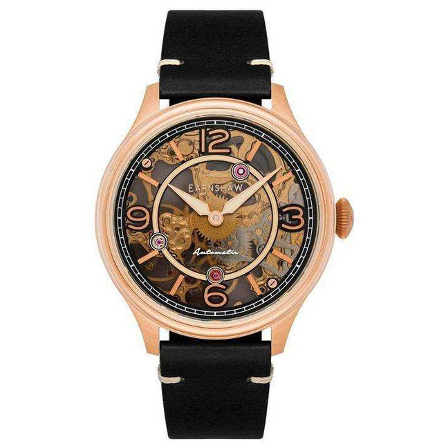 Thomas Earnshaw Baron Genuine Leather Skeleton Dial Automatic ES-8231-03 Mens Watch