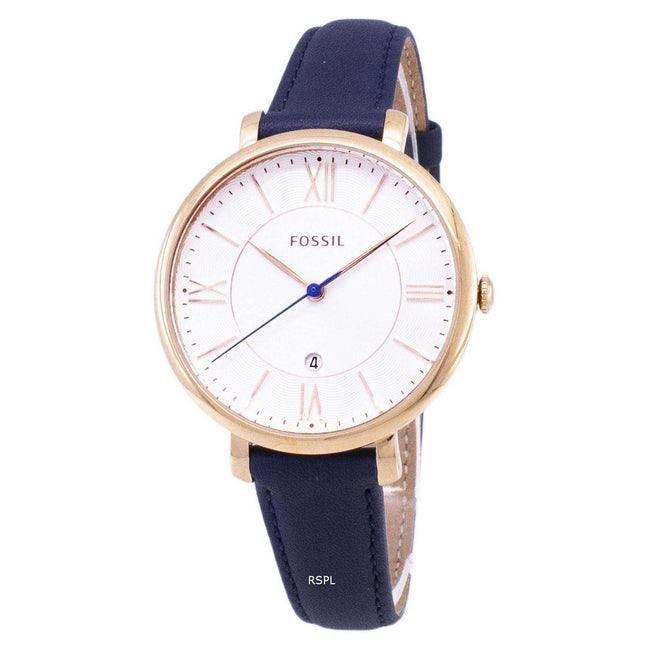 Fossil Jacqueline Silver Dial Navy Blue Leather ES3843 Womens Watch