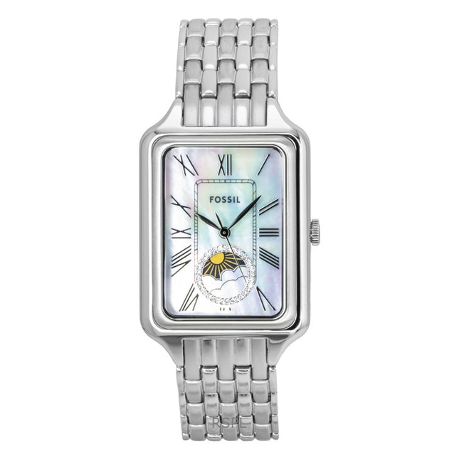 Fossil Raquel Stainless Steel Sun Moon Multifunction Mother Of Pearl Dial Quartz ES5400 Women's Watch