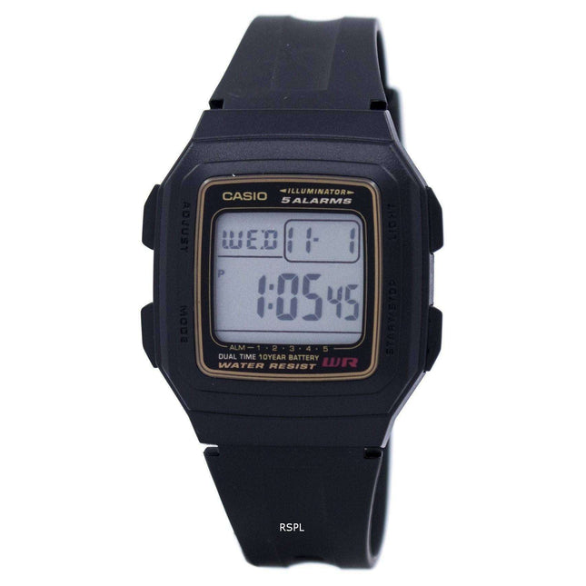 Casio Digital 5 Alarms Dual Time Illuminator F-201WA-9ADF F-201WA-9A Mens Watch