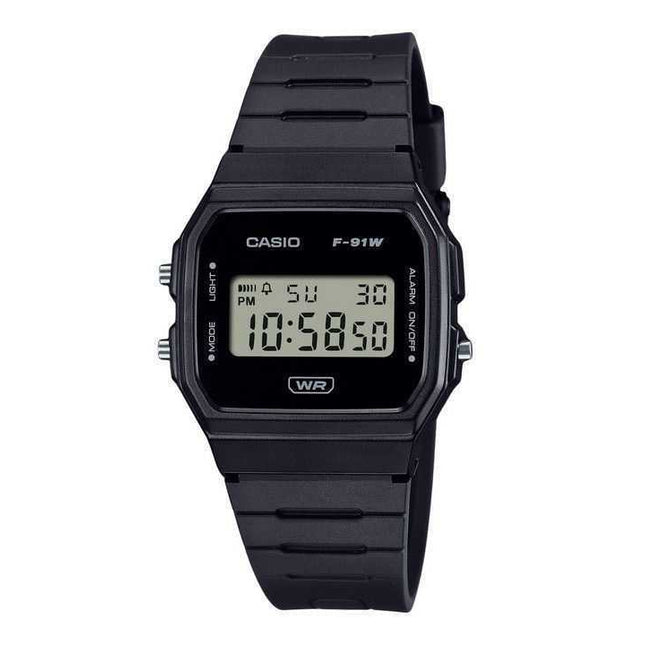 Casio POP Digital Black Bio Based Resin Strap Quartz F-91WB-1A Unisex Watch
