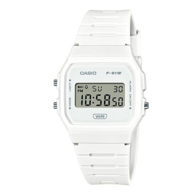 Casio Pop Digital Bio-Based White Resin Strap Quartz F-91WB-7A 100M Unisex Watch