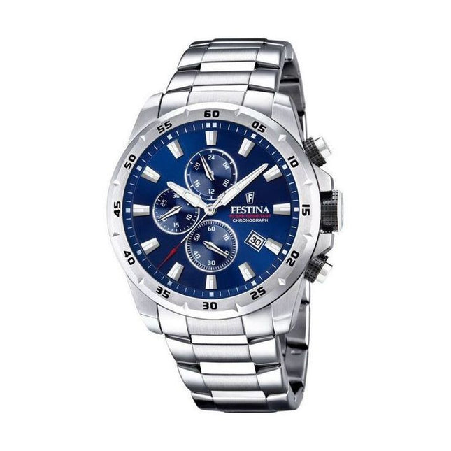 Festina Sport Chronograph Stainless Steel Blue Dial Quartz F20463-2 100M Mens Watch