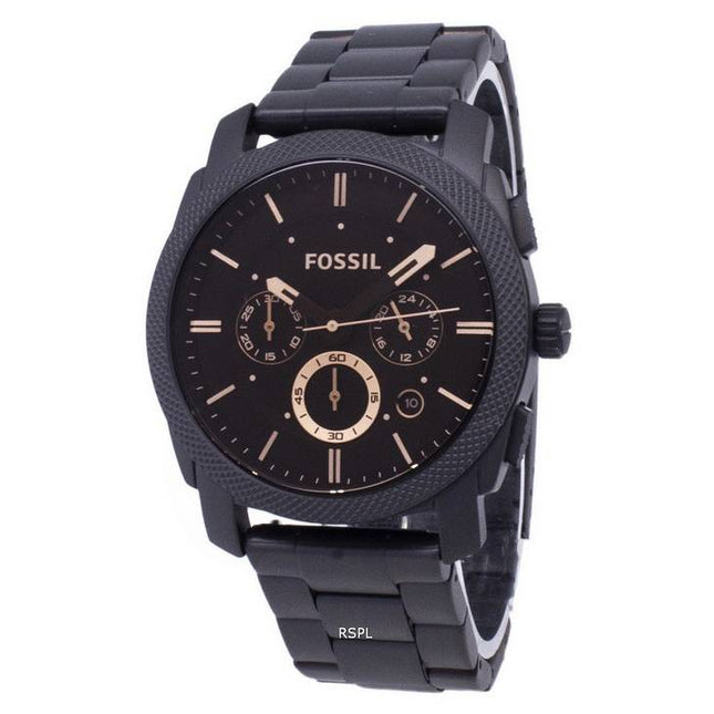Fossil Machine Mid-Size Chronograph Black IP Stainless Steel FS4682 Mens Watch