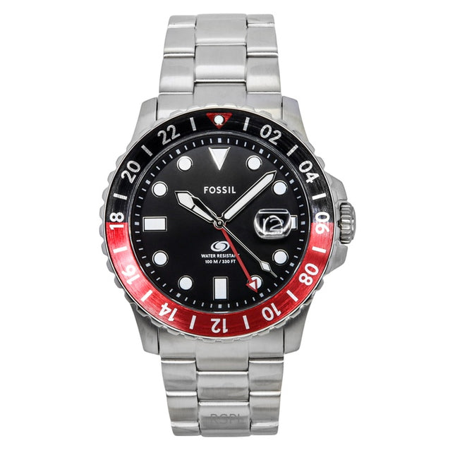 Fossil Blue GMT Stainless Steel Black Dial Quartz FS6092 100M Men's watch