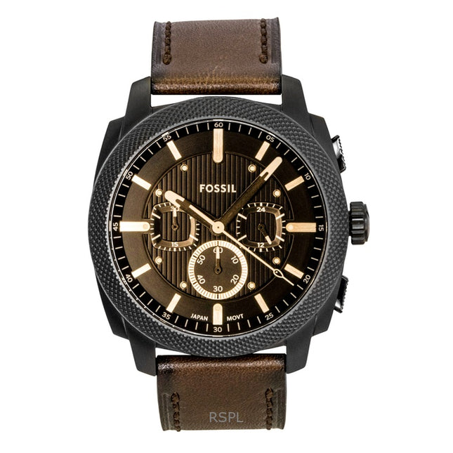 Fossil Machine Chronograph Leather Strap Brown Dial Quartz FS6101 Men's Watch