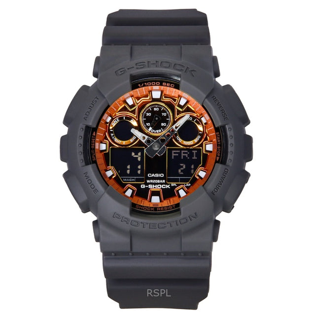 Casio G-Shock Analog Digital Resin Strap Multicolor Dial Quartz GA-100FL-8A 200M Men's Watch