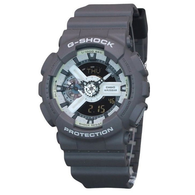 Casio G-Shock Hidden Glow Series Analog Digital Resin Strap Grey Dial Quartz GA-110HD-8A 200M Mens Watch