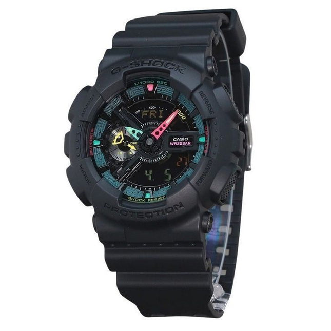 Casio G-Shock Analog Digital Multi Fluorescent Accents Series Resin Strap Black Dial Quartz GA-110MF-1A 200M Men's Watch