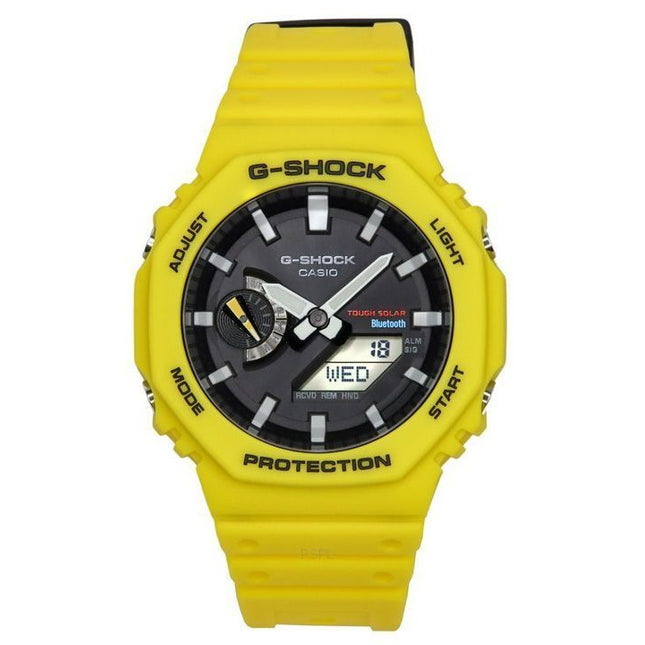 Casio G-Shock Mobile Link Analog Digital Yellow Resin Strap Black Dial Solar GA-B2100C-9A 200M Men's Watch