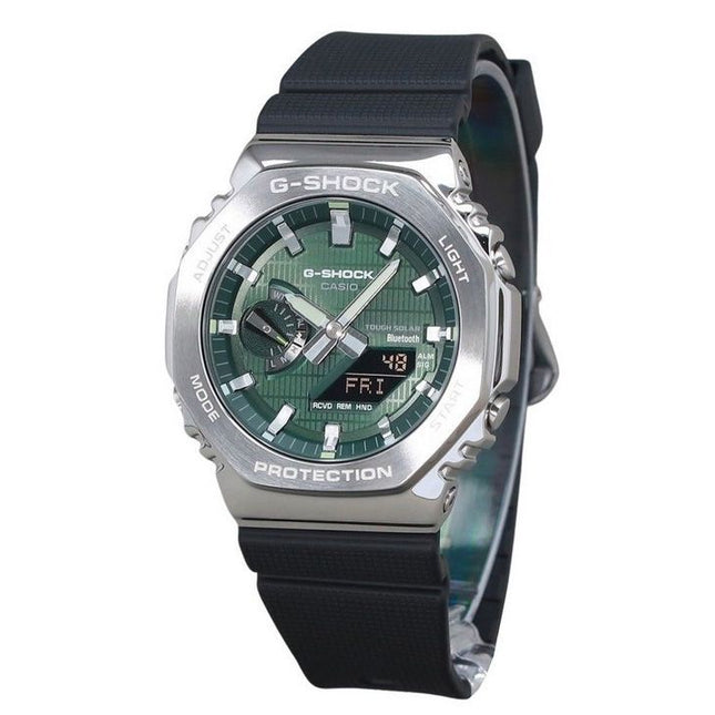 Casio G-Shock G-Steel Analog Digital Smartphone Link Resin Strap Green Dial Tough Solar GBM-2100A-1A3 200M Men's Watch