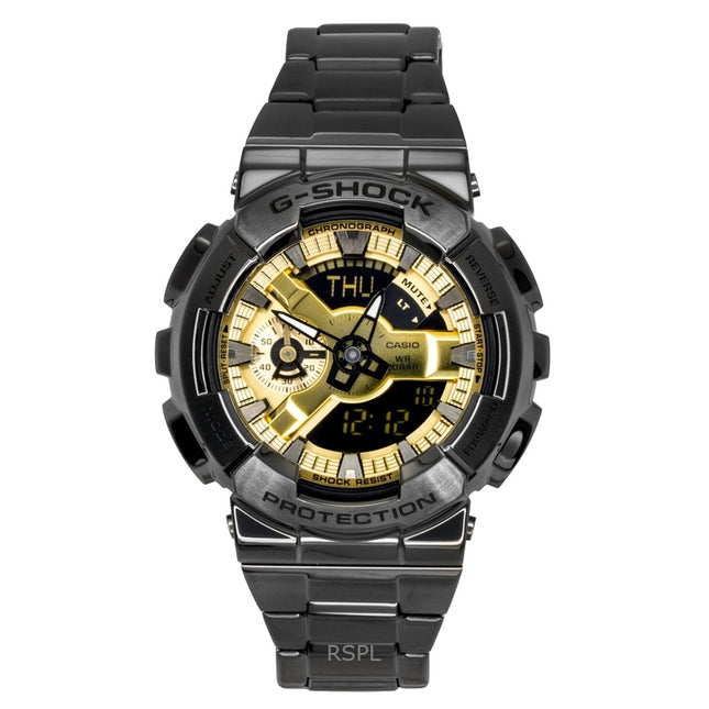 Casio G-Shock Analog Digital Stainless Steel Gold Dial Quartz GM-110BD-1A9 200M Men's Watch