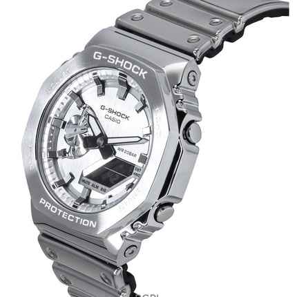 Casio G-Shock G-Steel Fine Metallic Tough Silicone Strap Grey Dial Quartz GM-2100YM-8A 200M Men's Watch
