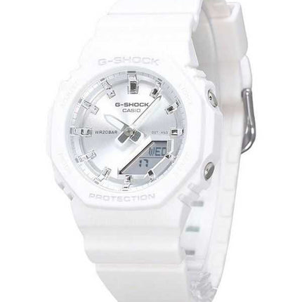 Casio G-Shock Analog Digital White Resin Bio Based Strap Silver Dial Quartz GMA-P2100VA-7A 200M Womens Watch