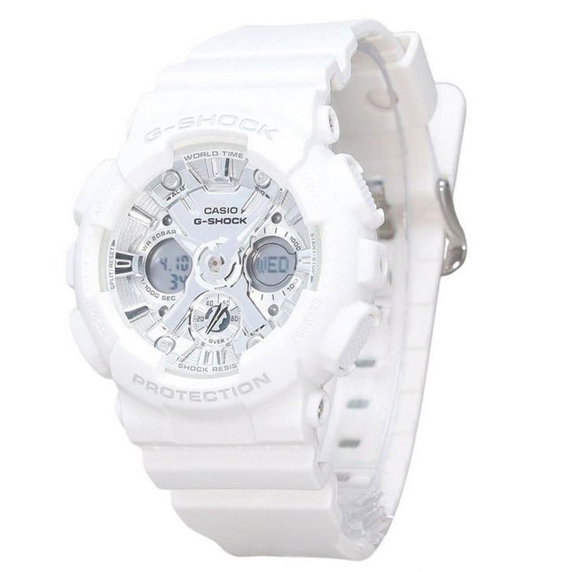 Casio G-Shock Analog Digital Bio Based White Resin Strap Silver Dial Quartz GMA-S120VA-7A 200M Women's Watch