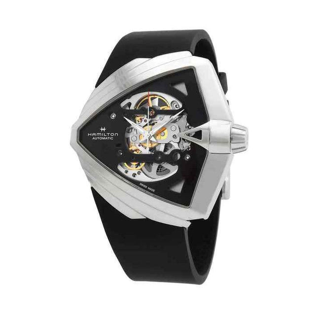 Hamilton Ventura XXL Rubber Strap Black Skeleton Dial Automatic H24625330 Men's Watch