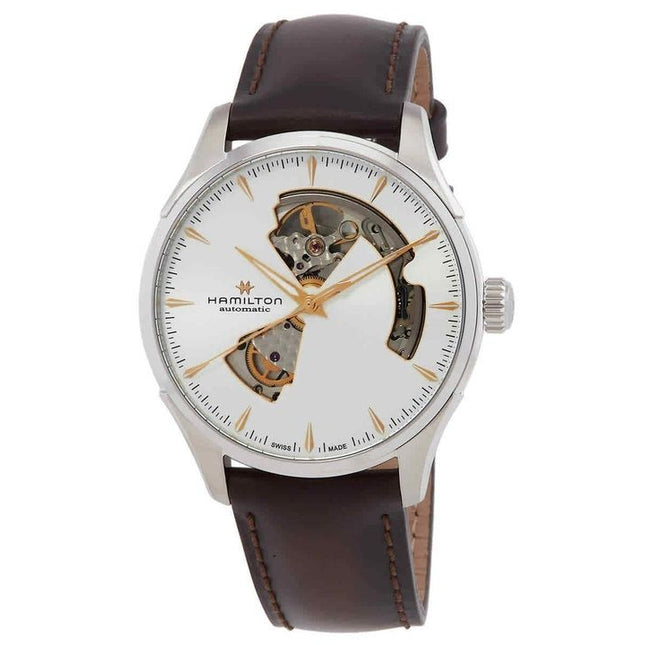 Hamilton Jazzmaster Leather Strap Silver Open Heart Dial Automatic H32675551 Men's Watch