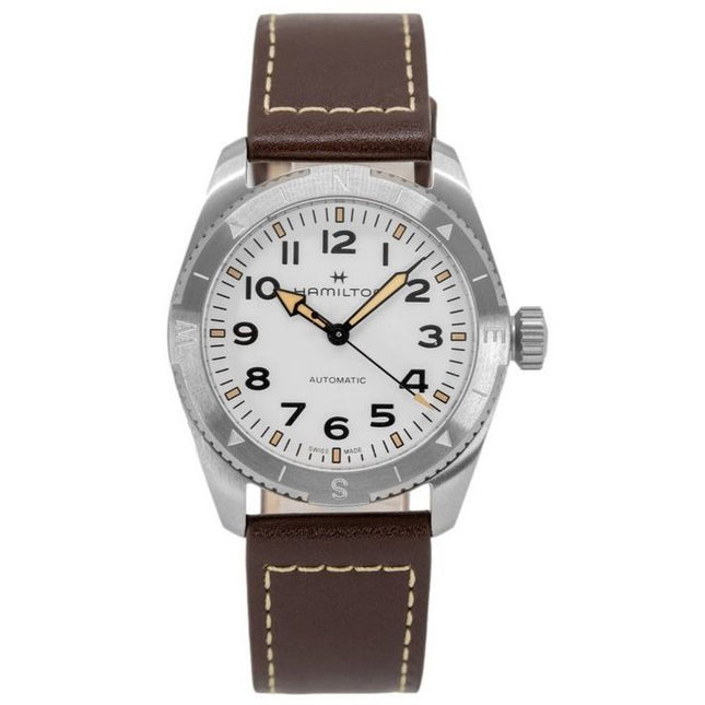 Hamilton Khaki Field Expedition Leather Strap White Dial Automatic H70225510 100M Men's Watch