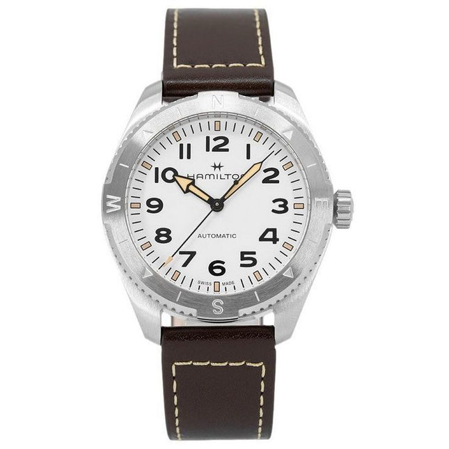 Hamilton Khaki Field Expedition Leather Strap White Dial Automatic H70315510 100M Men's Watch