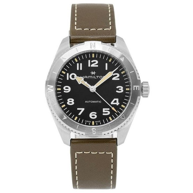 Hamilton Khaki Field Expedition Leather Strap Black Dial Automatic H70315830 100M Men's Watch