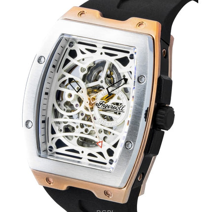 Ingersoll The Challenger PU Rubber Strap Silver Skeleton Dial Automatic I12302 Men's Watch